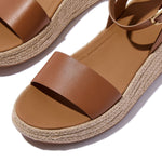 FitFlop F-Mode Espadrille Leather Flatform Ankle Strap Sandals - Deep Tan