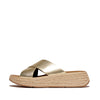 FitFlop F-Mode Espadrille Leather Flatform Sandals - Platino