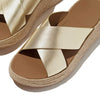 FitFlop F-Mode Espadrille Leather Flatform Sandals - Platino