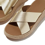 FitFlop F-Mode Espadrille Leather Flatform Sandals - Platino