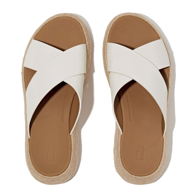 FitFlop F-Mode Espadrille Leather Flatform Sandals - Urban White