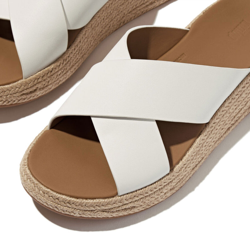 FitFlop F-Mode Espadrille Leather Flatform Sandals - Urban White