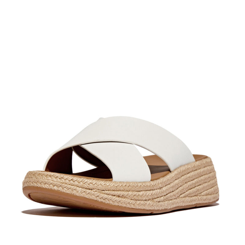 FitFlop F-Mode Espadrille Leather Flatform Sandals - Urban White