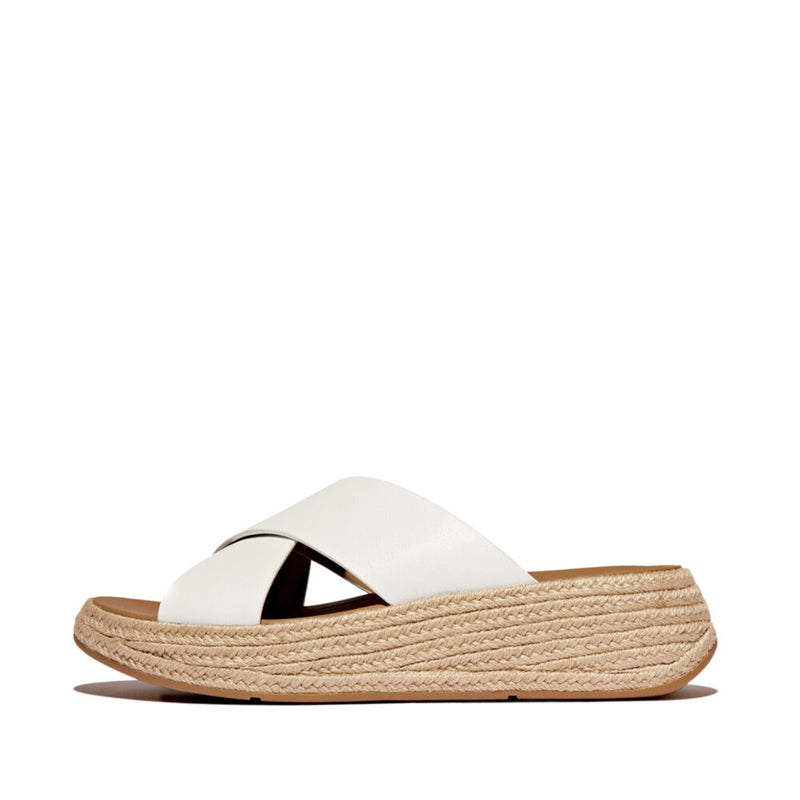 FitFlop F-Mode Espadrille Leather Flatform Sandals - Urban White