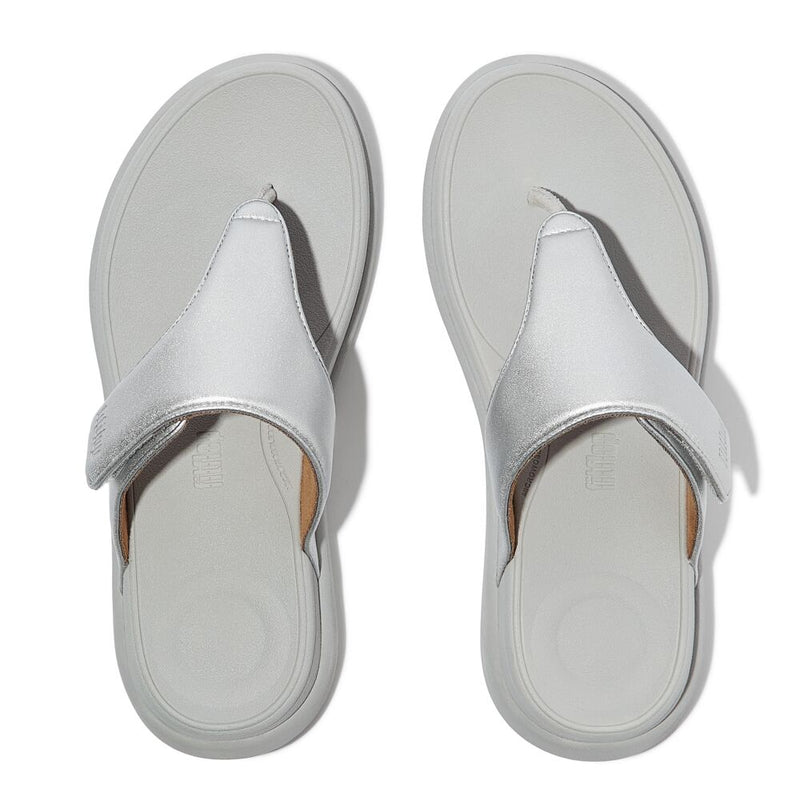 FitFlop F-Mode Go Adjustable Flatform Sandals - Silver