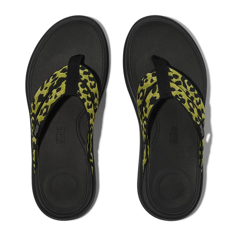 FitFlop F-Mode Go Leopard Webbing Strappy Sandals - Lemongrass Mix