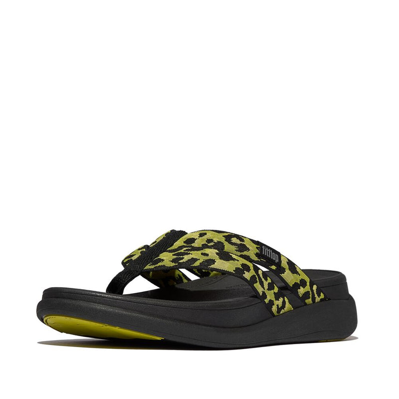 FitFlop F-Mode Go Leopard Webbing Strappy Sandals - Lemongrass Mix