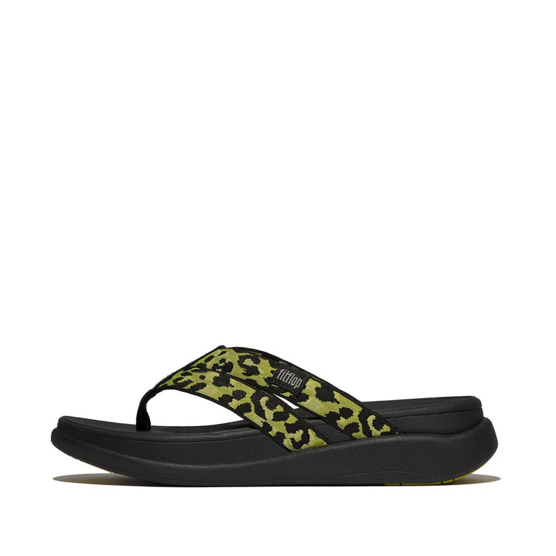 FitFlop F-Mode Go Leopard Webbing Strappy Sandals - Lemongrass Mix