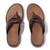 FitFlop F-Mode Knot Soft Leather Toe Post Flatform Sandals - Metallic Chocolate Brown
