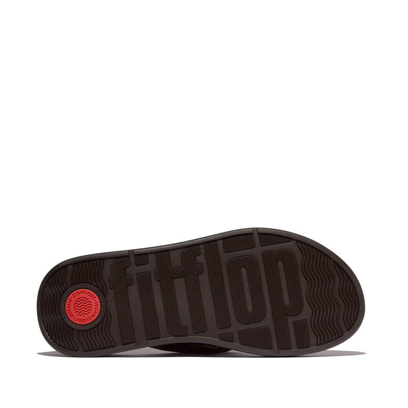 FitFlop F-Mode Knot Soft Leather Toe Post Flatform Sandals - Metallic Chocolate Brown