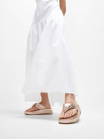 FitFlop F-Mode Knot Soft Leather Toe Post Flatform Sandals - Metallic Classic Beige