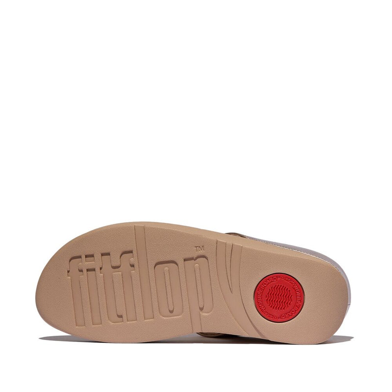 FitFlop Fino Bauble Bead Leather Sandals - Metallic Classic Beige