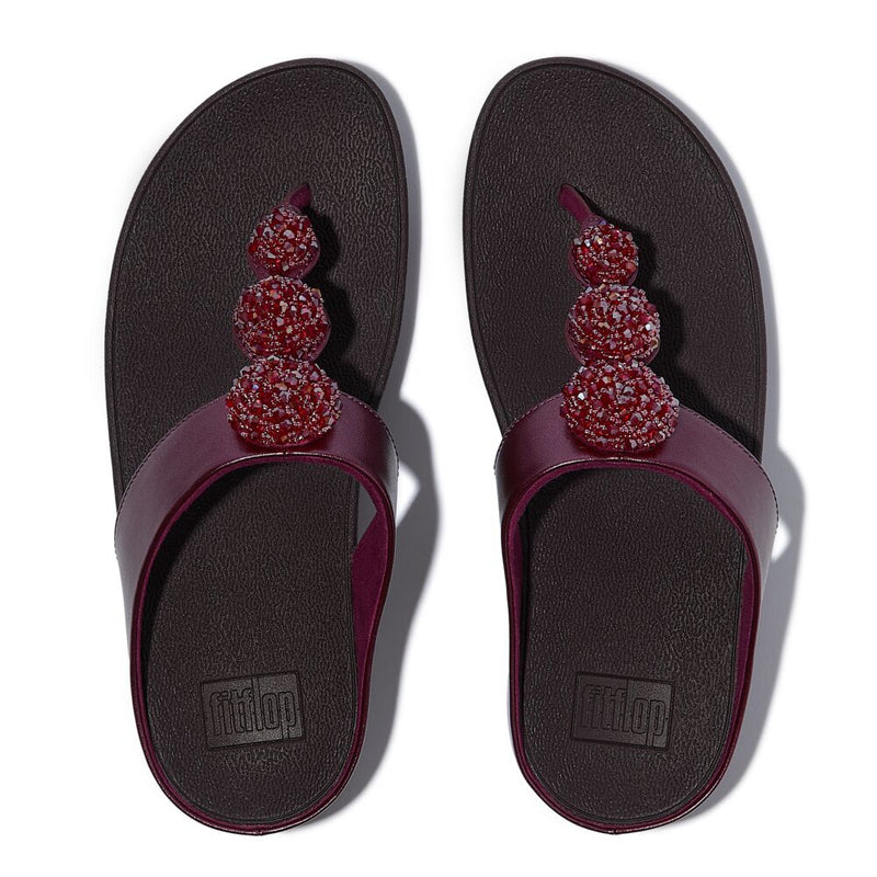 FitFlop Fino Beadie Button Metallic Sandals - Metallic Ruby