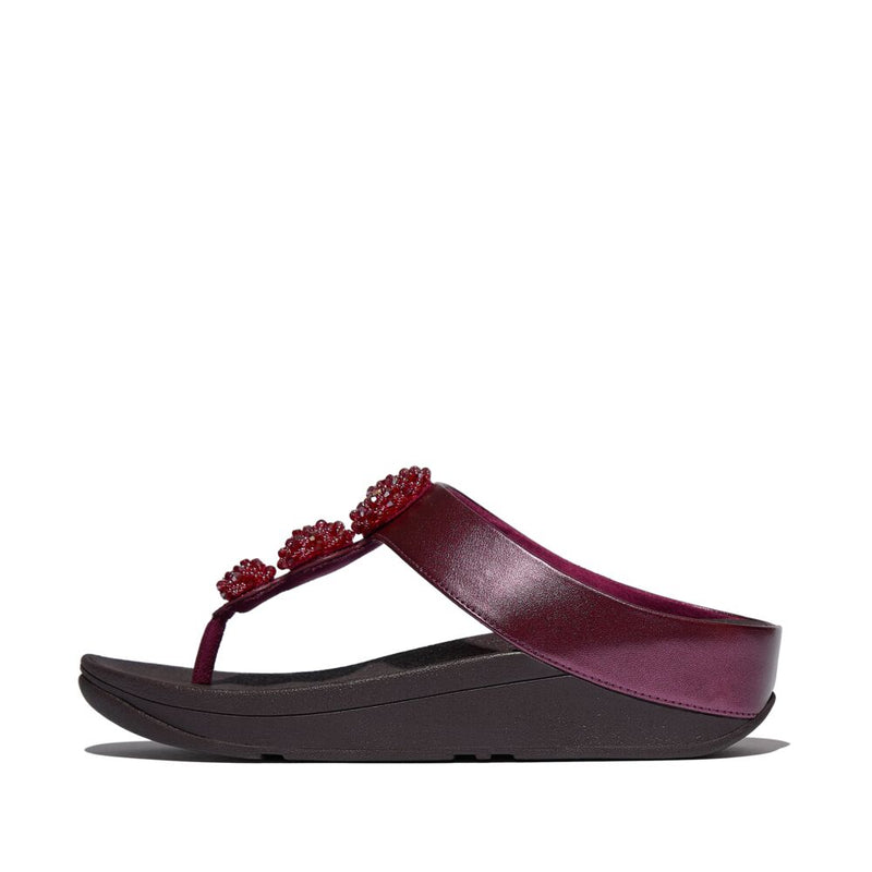 FitFlop Fino Beadie Button Metallic Sandals - Metallic Ruby