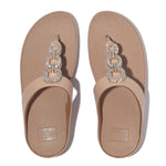 FitFlop Fino Crystal Chain Leather Sandals - Classic Beige