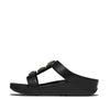 FitFlop Fino Crystal Jewel H-Bar Slide Sandals - All Black
