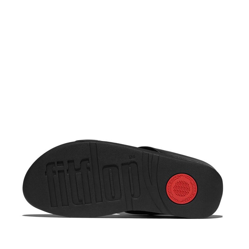 FitFlop Fino Crystal Jewel H-Bar Slide Sandals - All Black