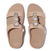 FitFlop Fino Crystal Jewel H-Bar Slide Sandals - Classic Beige