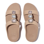 FitFlop Fino Crystal Jewel H-Bar Slide Sandals - Classic Beige