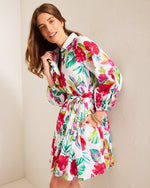 Tommy Bahama Womens Fiesta Floral Shirt Dress Coverup - White