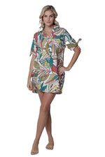 J Valdi Funky Palm Button Tunic Coverup - Multi