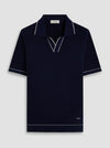Bugatchi Short Sleeve Johnny Collar Sweater - Navy