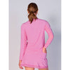 G Lifestyle Cubic Long Sleeve Zip Mock Neck Top - Hot Pink