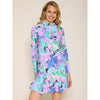 G Lifestyle Long Sleeve Print Zip Mock Neck Top - Island Navy
