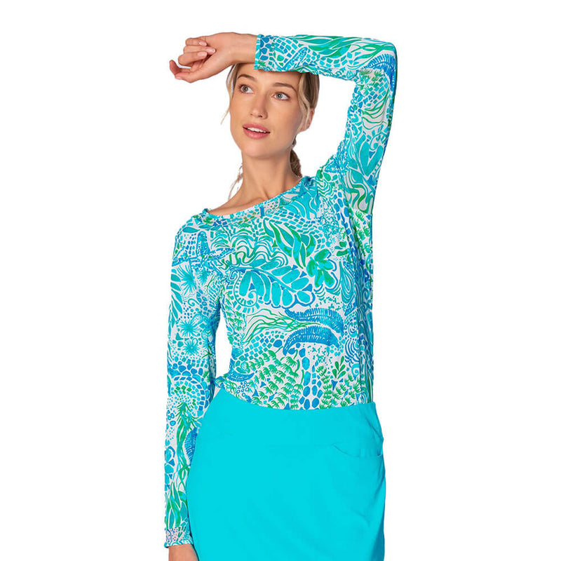 G Lifestyle Starfish Mesh Insert Sleeve Top - Bright Peri