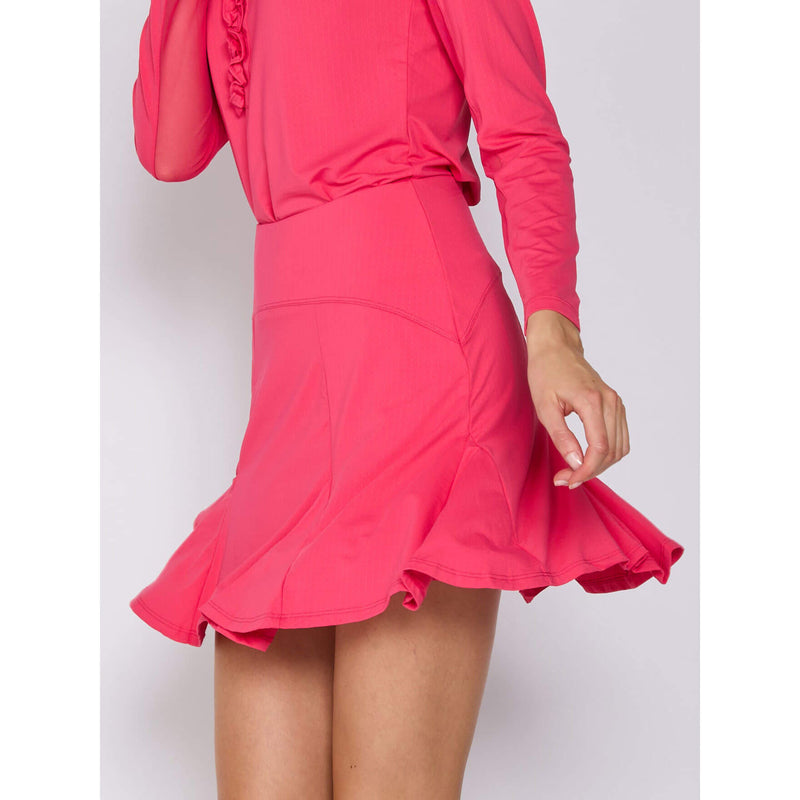 G Lifestyle Solid 17-Inch Flare Skort - Coral