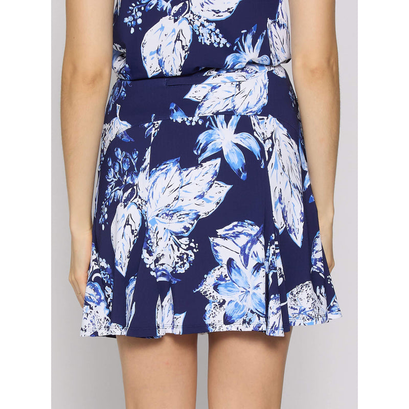 G Lifestyle 17-Inch Print Flare Skort - Blue Lily