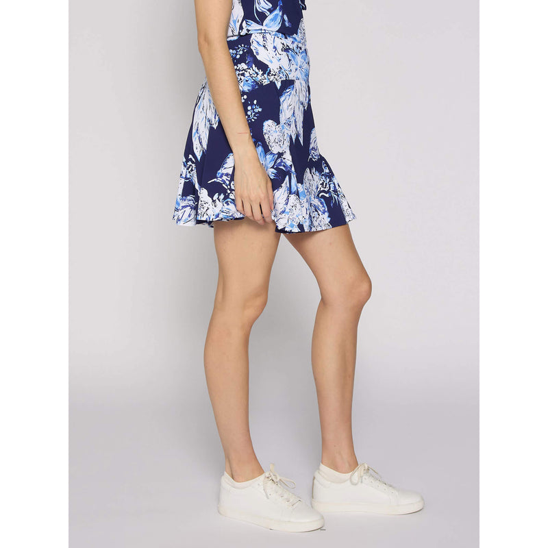 G Lifestyle 17-Inch Print Flare Skort - Blue Lily