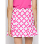 G Lifestyle 17-Inch Print Flare Skort - Circle Geo Hot Pink