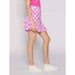 G Lifestyle 17-Inch Print Flare Skort - Circle Geo Hot Pink