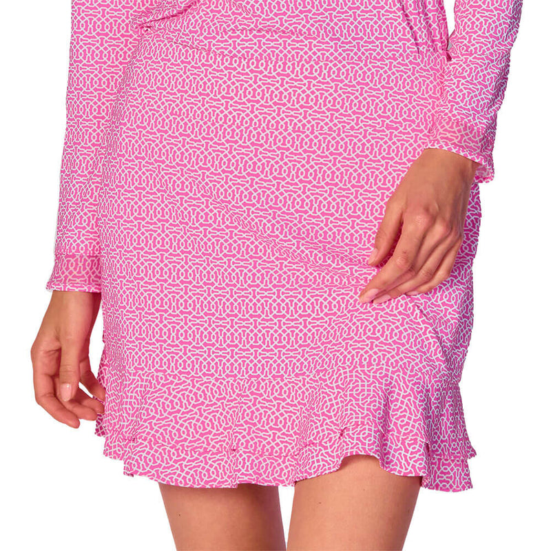 G Lifestyle 16-Inch Cubic Double Ruffle Tennis Skort - Hot Pink