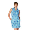 G Lifestyle Tile Sleeveless Double Ruffle Dress - Blue