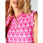 G Lifestyle Nautical Short Sleeve Polo Dress With Gold Buttons - Hot Pink