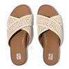 FitFlop Gracie Woven Cross Slide Sandals - Deep Tan / Ivory