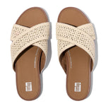 FitFlop Gracie Woven Cross Slide Sandals - Deep Tan / Ivory