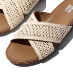 FitFlop Gracie Woven Cross Slide Sandals - Deep Tan / Ivory