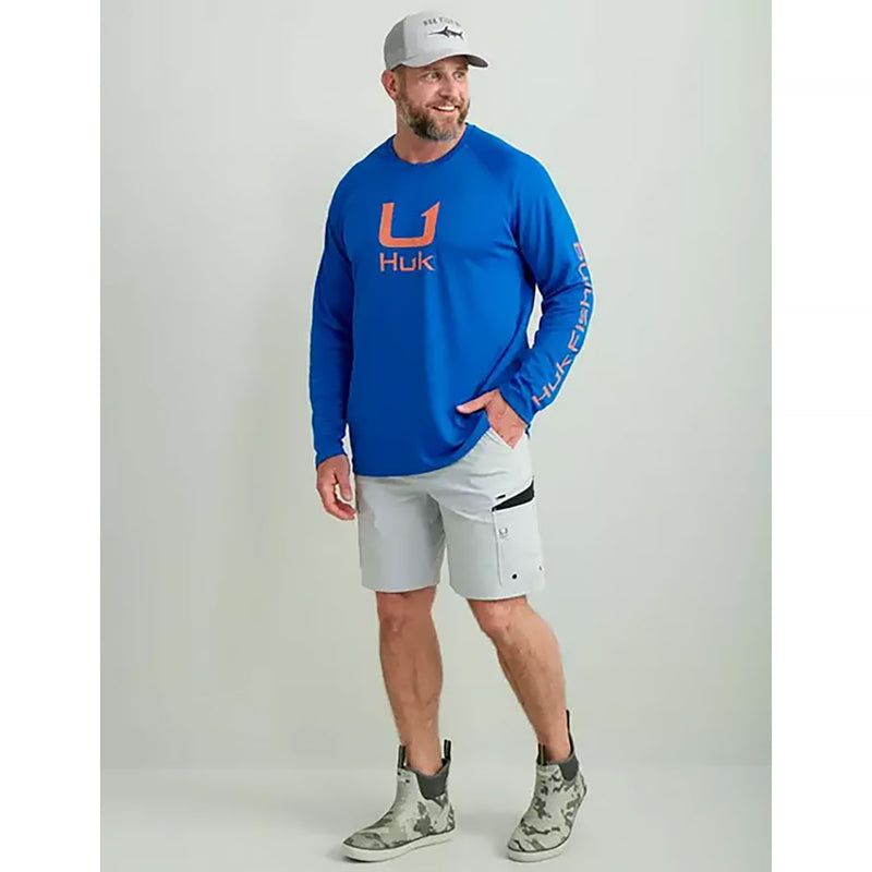 Huk Icon Long Performance Crew T-Shirt - Ocean Blue