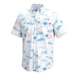 Huk Kona Fish And Flags Short Sleeve Sport Shirt - White