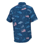 Huk Kona Fish And Flags Short Sleeve Sport Shirt - Set Sail