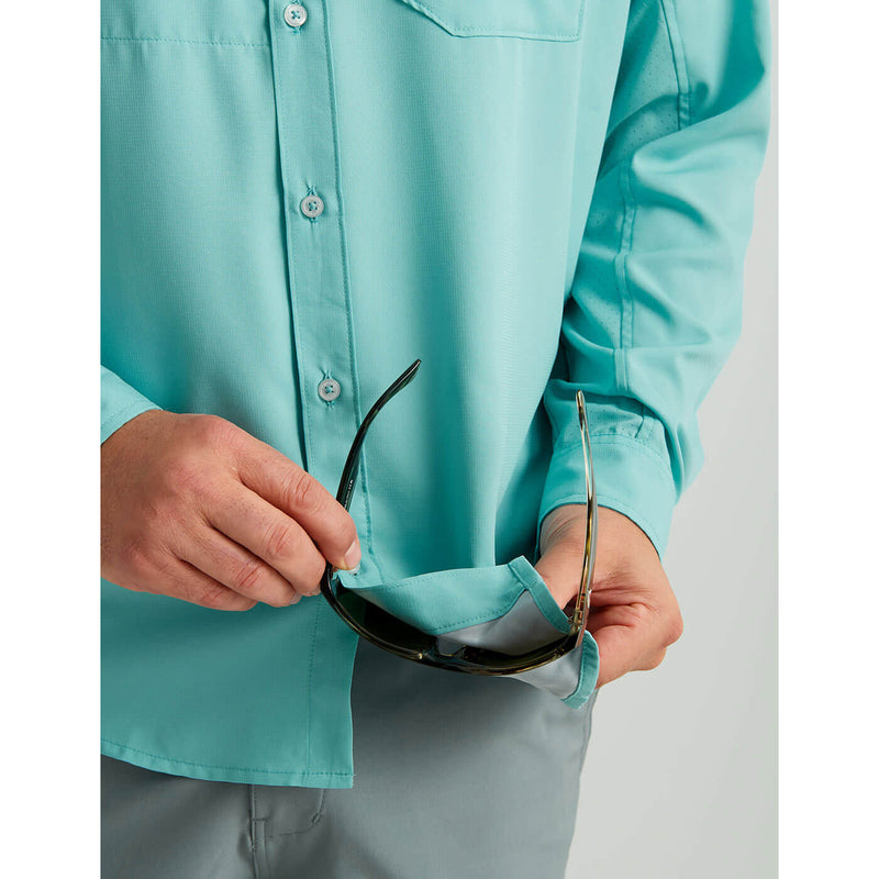 Huk Tide Point Long Sleeve Sport Shirt - Marine Blue