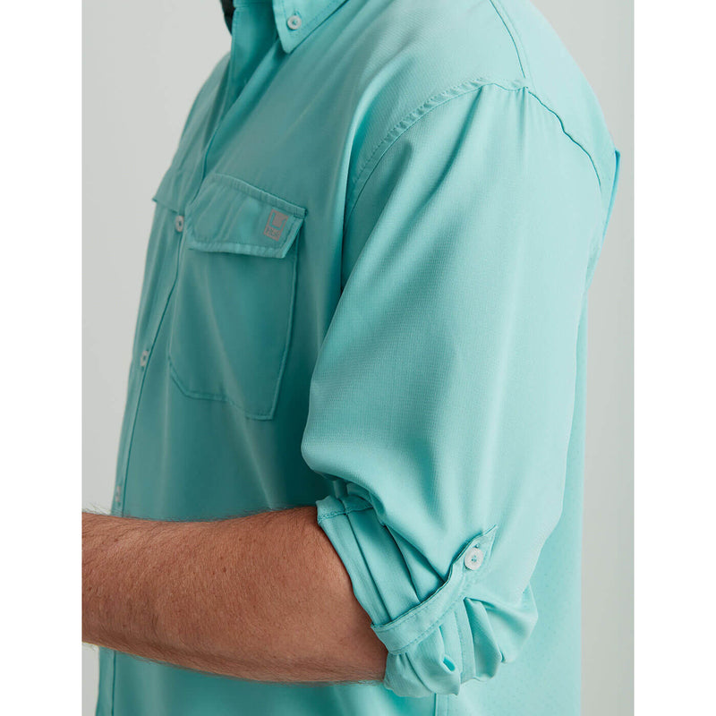 Huk Tide Point Long Sleeve Sport Shirt - Marine Blue