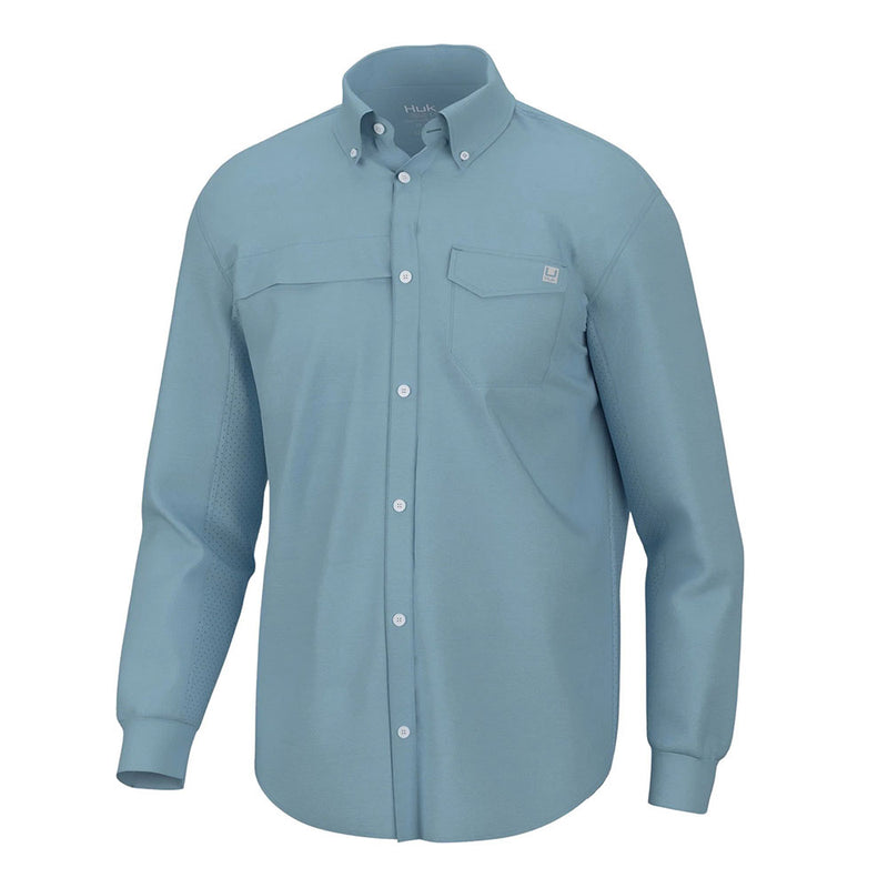 Huk Tide Point Long Sleeve Sport Shirt - Crystal Blue