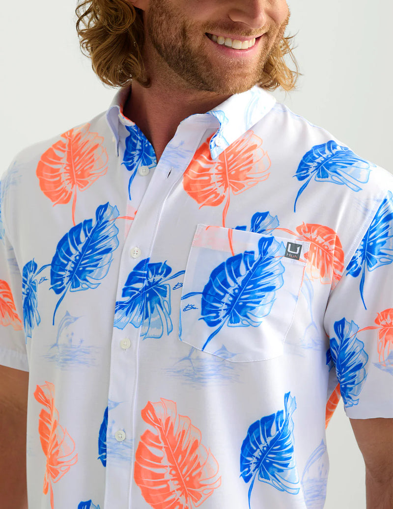 Huk Kona KC Printed Short Sleeve Sport Shirt - White 2