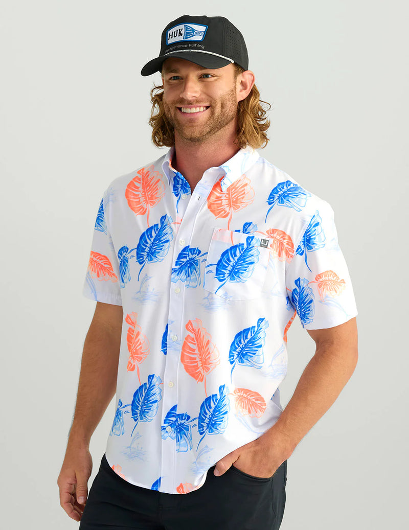 Huk Kona KC Printed Short Sleeve Sport Shirt - White 2