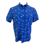 Huk Kona KC Printed Short Sleeve Sport Shirt - Ocean Blue