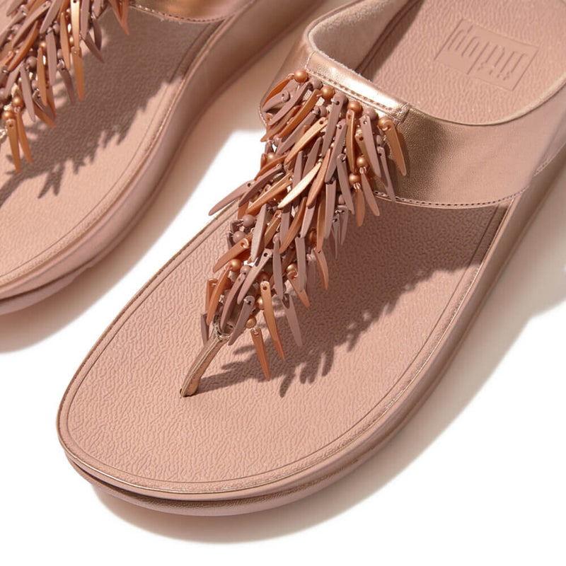 FitFlop Rumba Beaded Sandals - Rose Gold